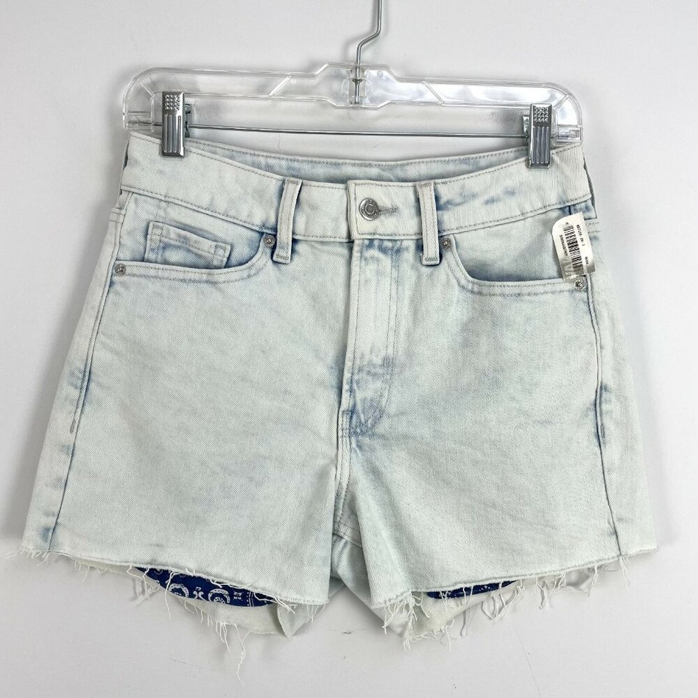NEW Old Navy Womens‎ Size 4 O.G. Short High Rise Blue Fringe Hem Jean Shorts